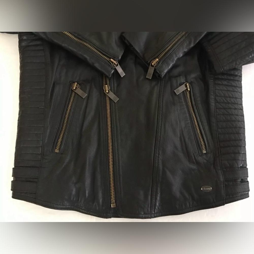 Men’s Small Scotch and Soda Black Leather Jacket - Picture 8 of 8